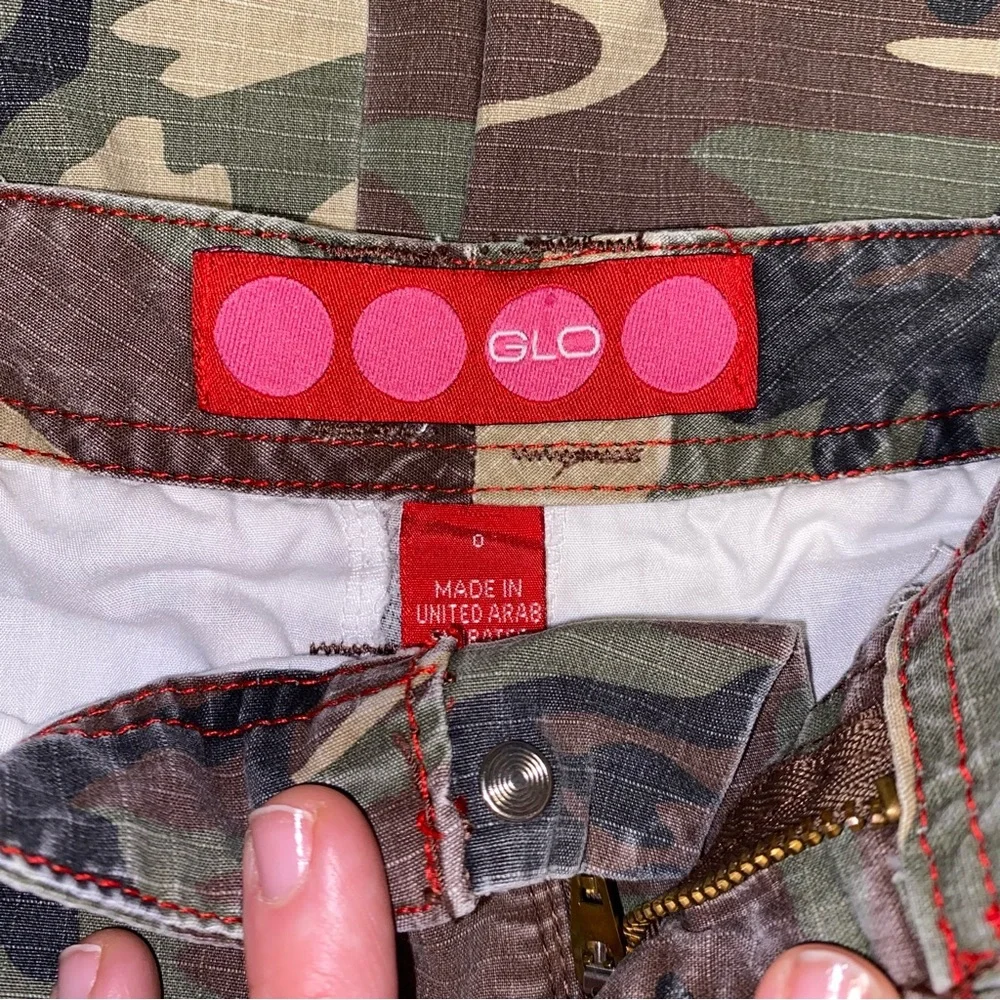 GLO jeans Women's Camo Cargo Capris - Green/Brown/Black - Picture 2 of 14